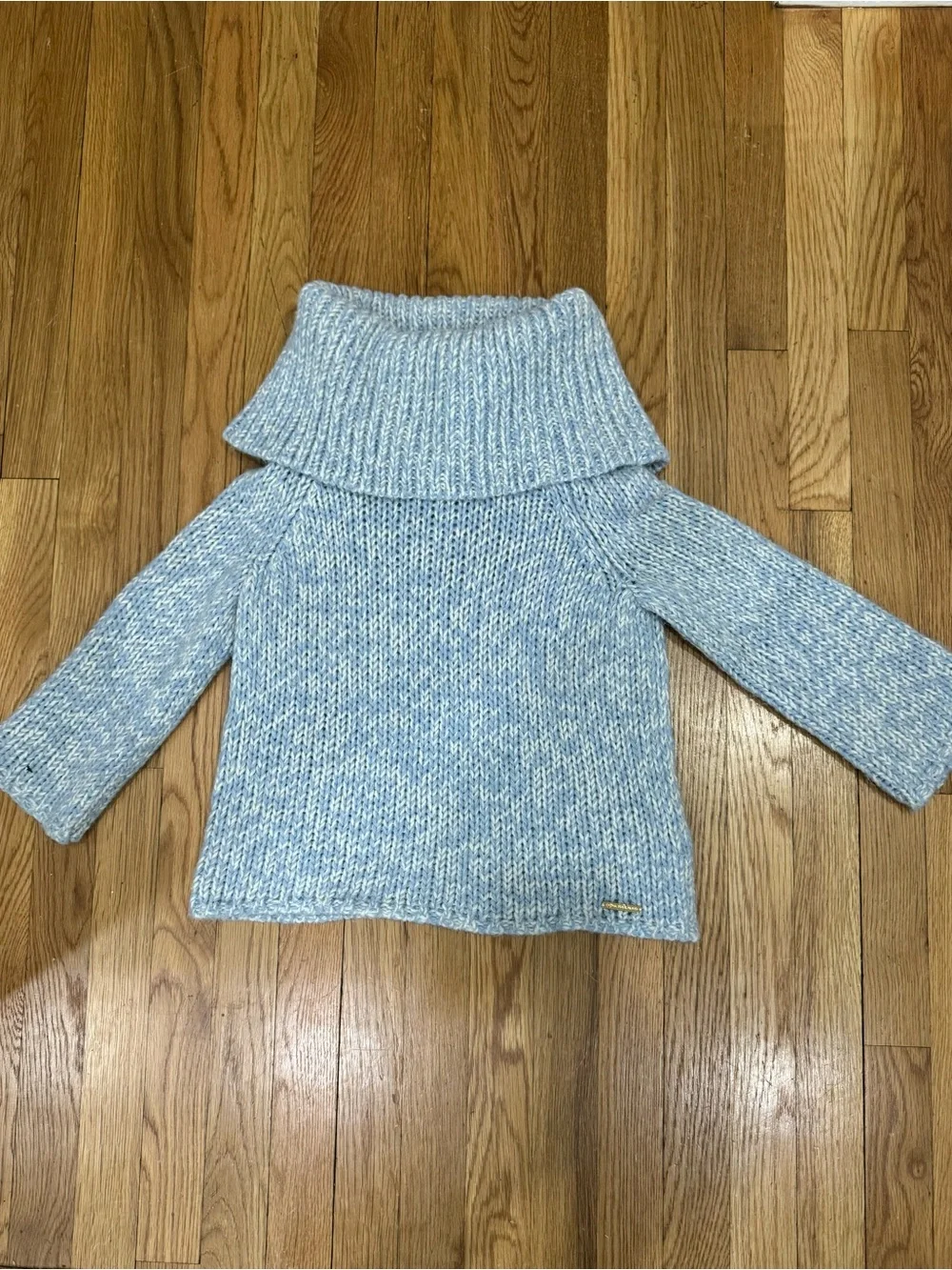 Michael Kors Sky Blue Marled Cowl Neck Sweater